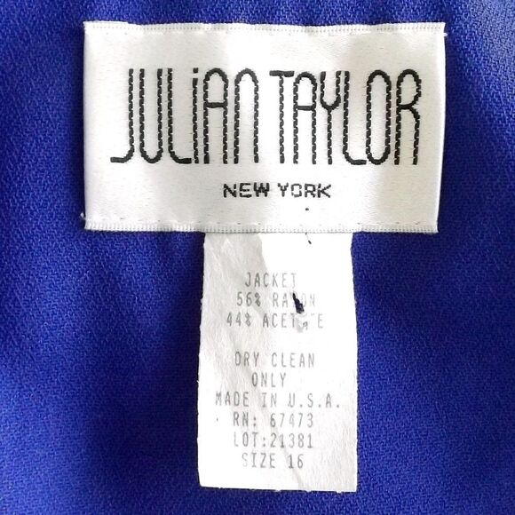 new JULIAN TAYLOR Jacket, 16, Navy Blue/Black Trim, Waist length, Shoulder pads - Picture 15 of 16